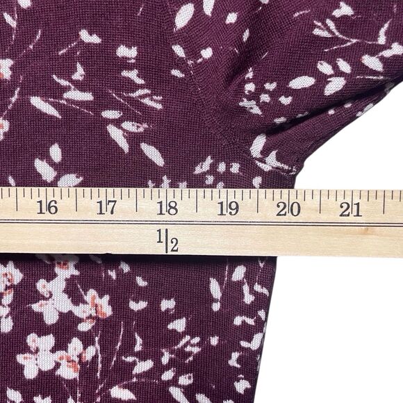 GARNET HILL Signature Eco Merino Wool Cardigan Sweater Size XL Floral Red White - Picture 14 of 16